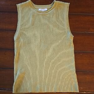 Sleeveless Ribbed Tank Top in Olive Green